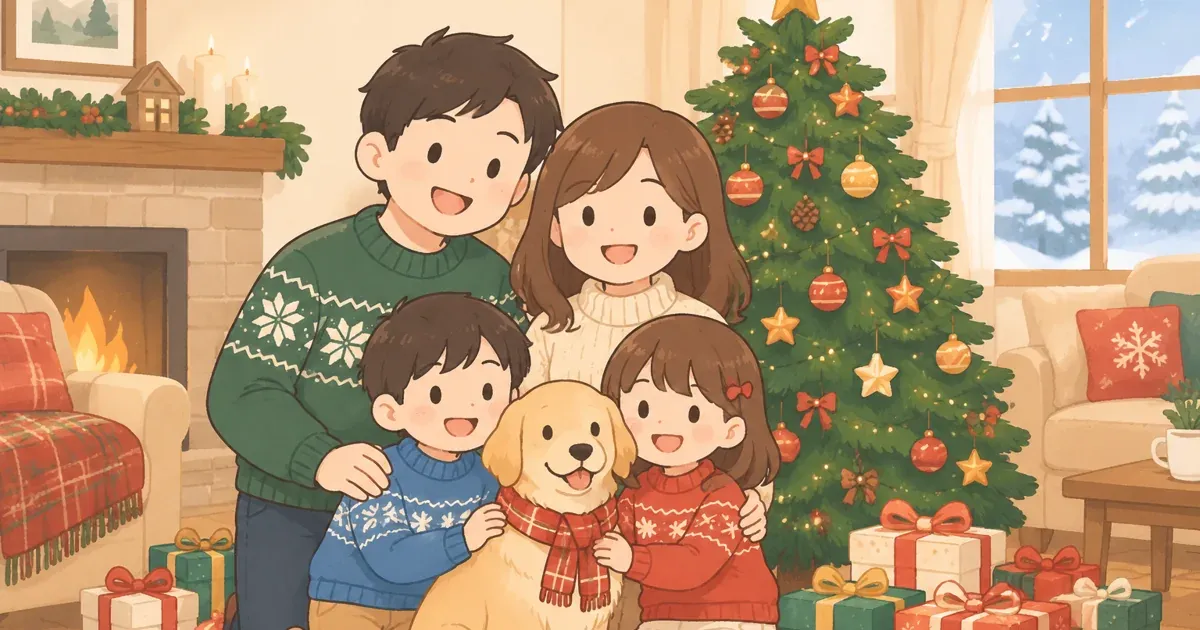How to Make a Cartoon Family Christmas Card from a Photo with AI