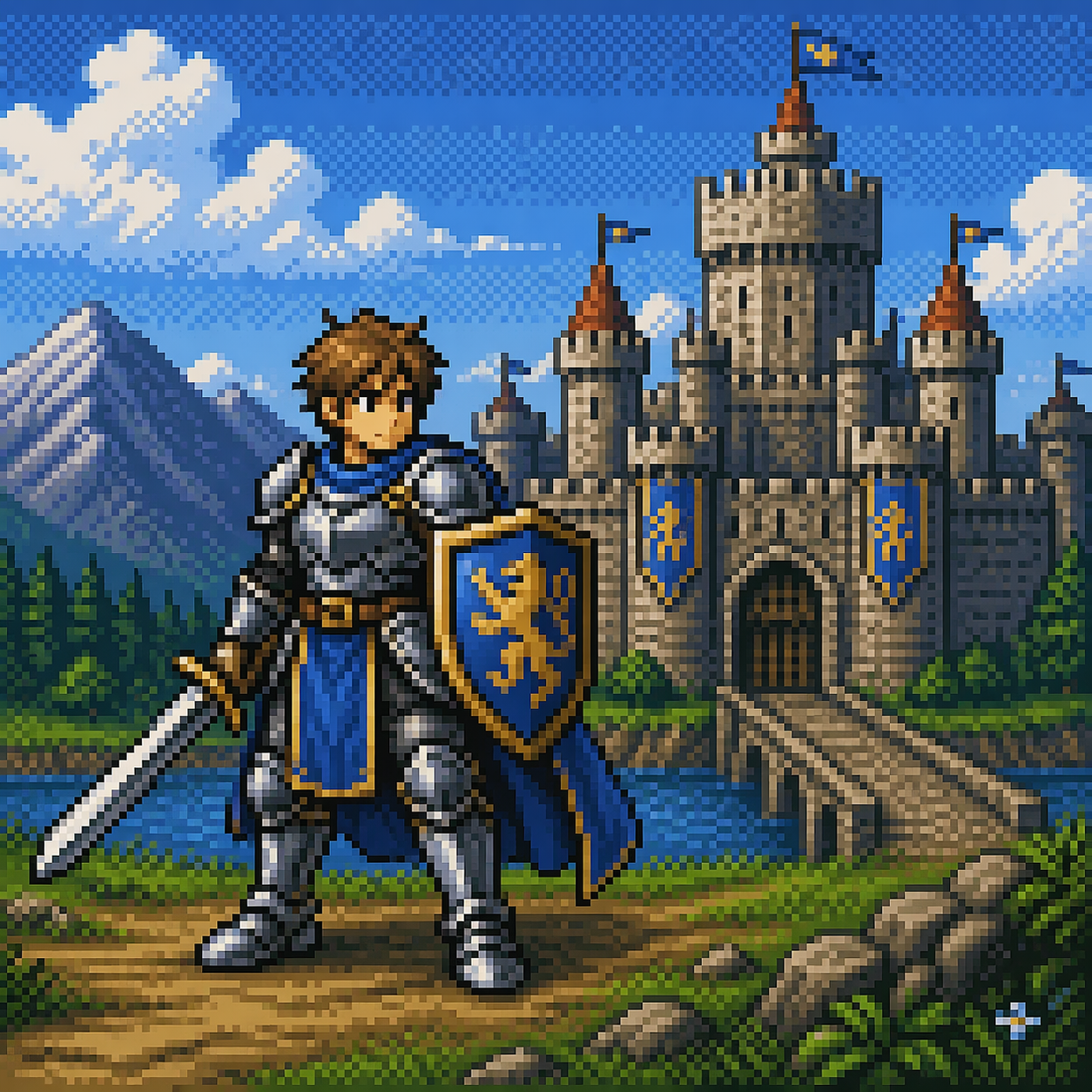 Pixel art style character illustration